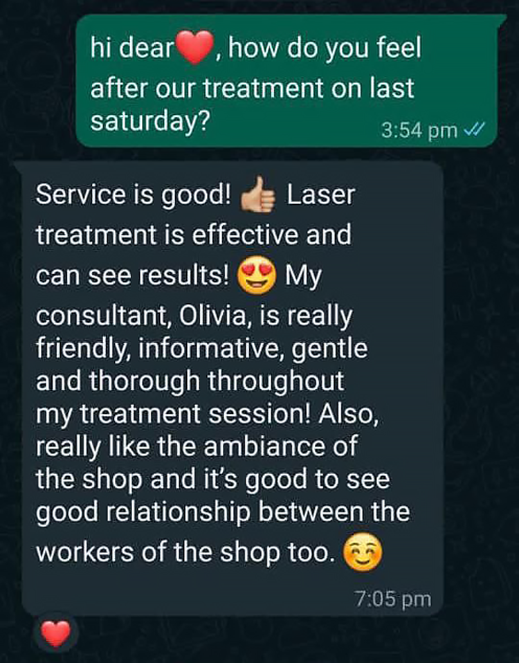 Customer WhatsApp review